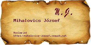 Mihalovics József névjegykártya