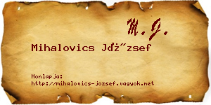 Mihalovics József névjegykártya